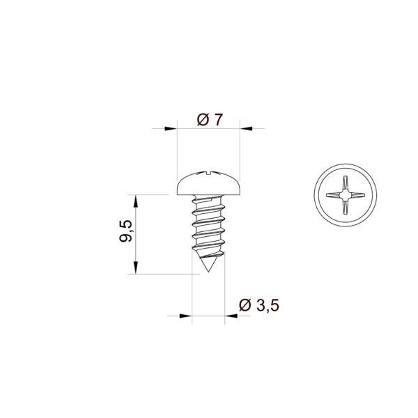 Vis galvanisée  3,9 x 9,5 mm   